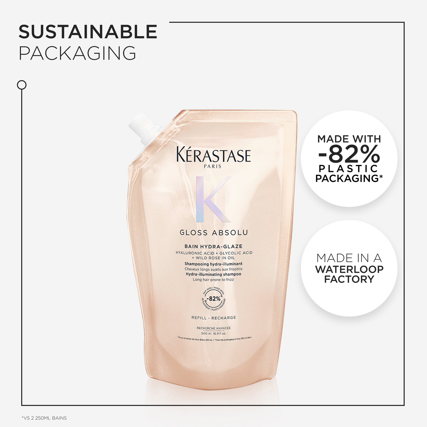 Kérastase Gloss Absolu Bain Hydra-Glaze Anti-Frizz Shampoo - Refill 500ml