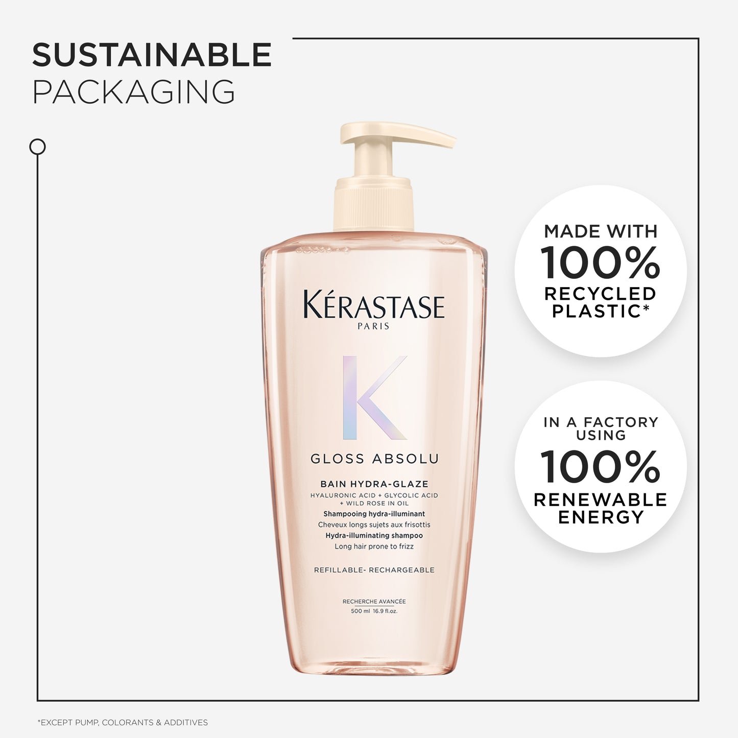 Kérastase Gloss Absolu Bain Hydra-Glaze Anti-Frizz Shampoo - Refillable Bottle 500ml