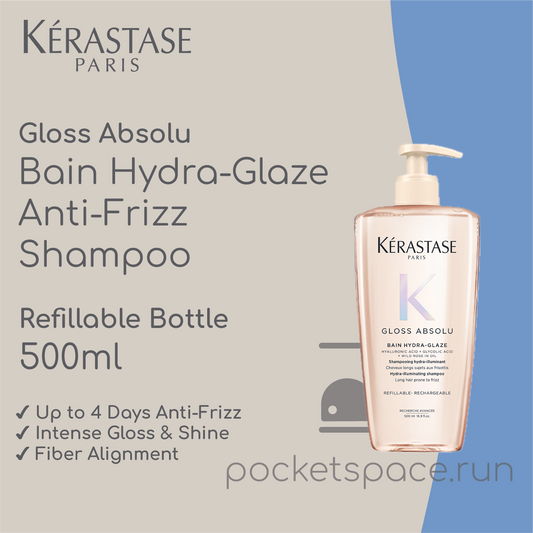 Kérastase Gloss Absolu Bain Hydra-Glaze Anti-Frizz Shampoo - Refillable Bottle 500ml